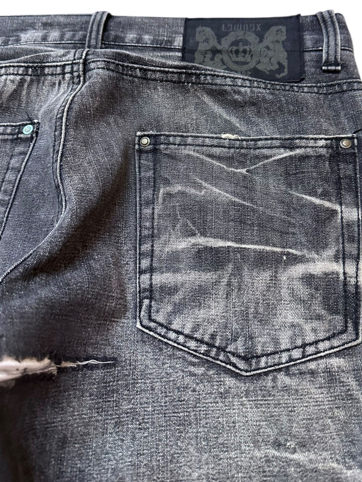 LOWBOX Vintage Lowbox Black Whiskers Distressed Denim Size US 31 - 8 Thumbnail