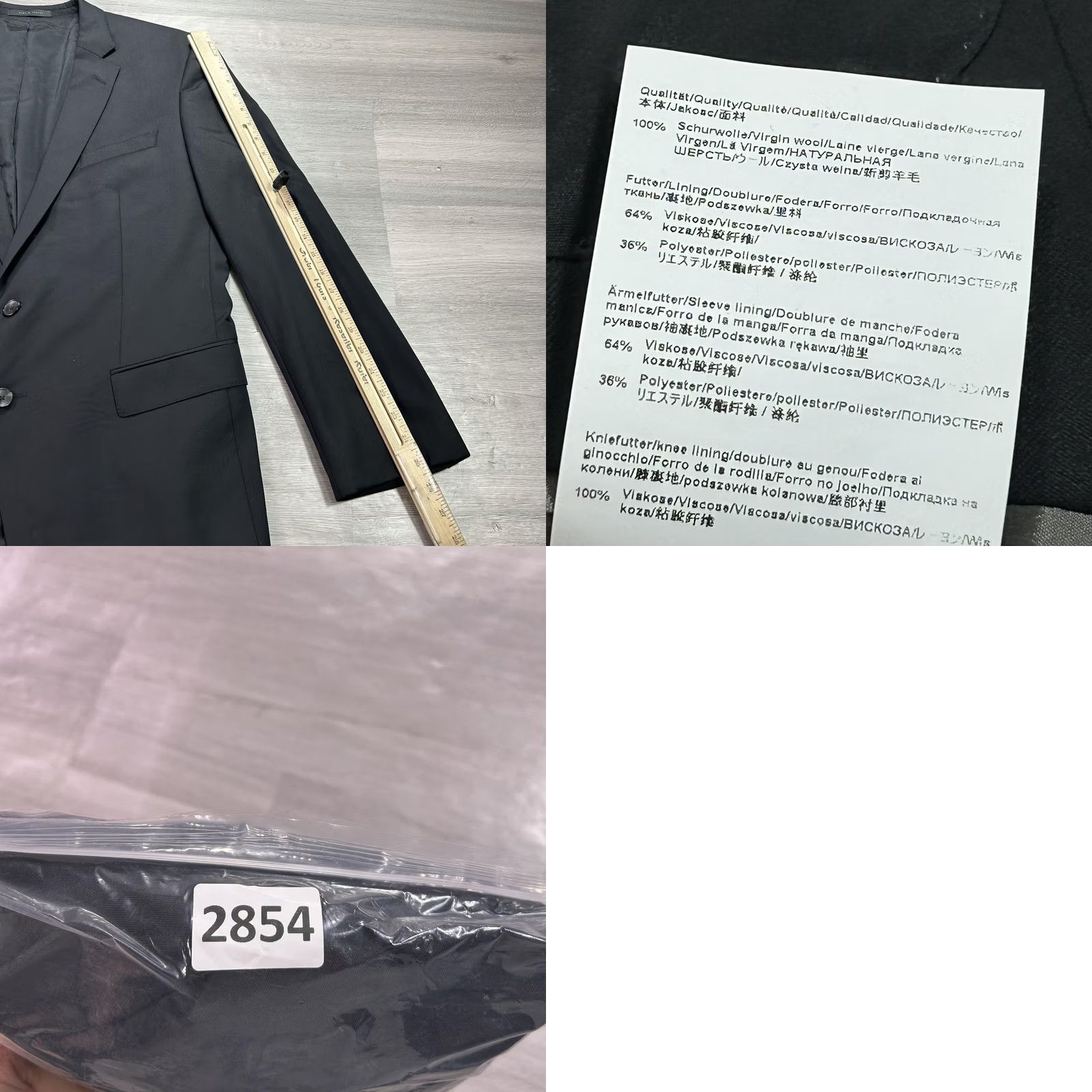 Hugo Boss HUGO BOSS Suit Jacket Mens 44R Black Wool Trabaldo Togna Super 120 2 Button Size 44R - 9 Thumbnail
