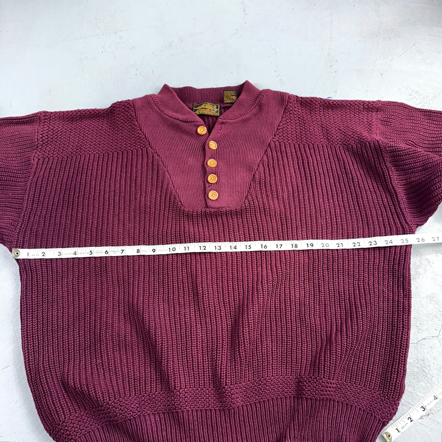 Eddie Bauer VINTAGE Eddie Bauer Sweater Large Maroon Knit Henley Pullover Outdoor 80s Mens Size US L / EU 52-54 / 3 - 7 Thumbnail