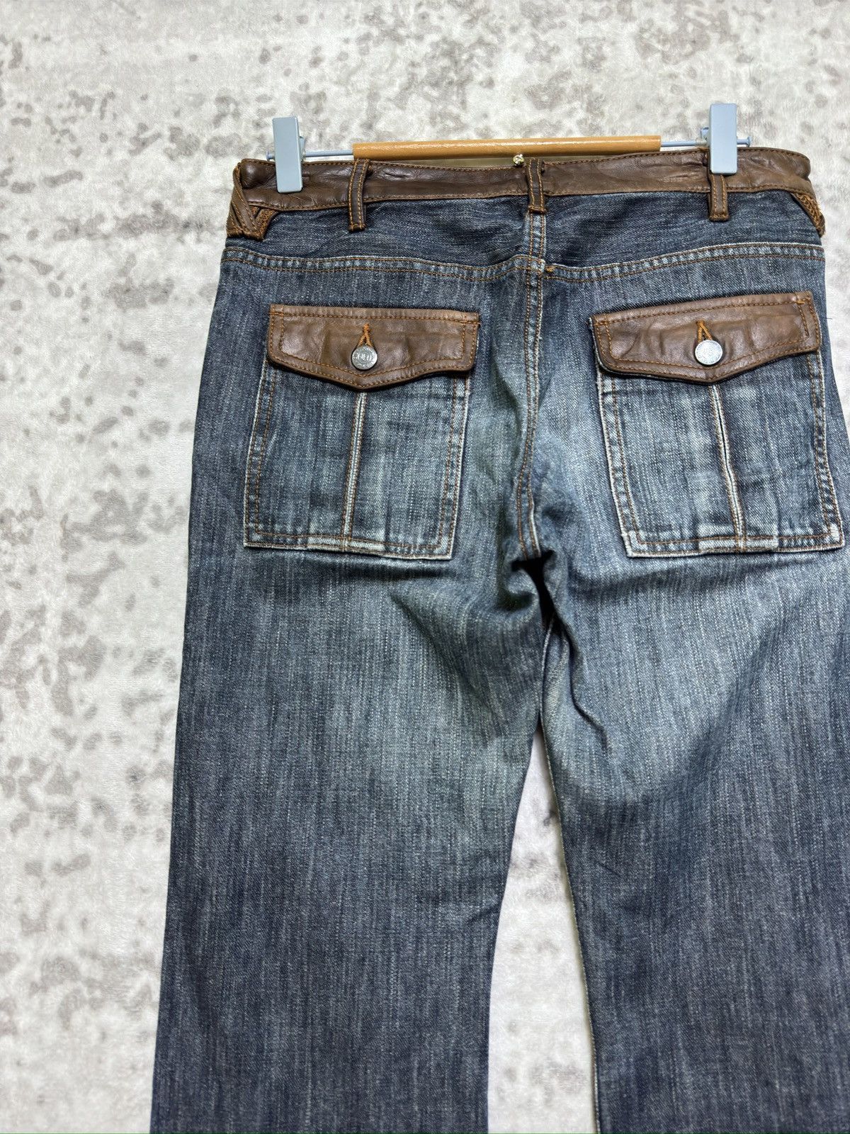 Hysteric Glamour Vintage Y2k Men’s Bigi Blue Denim Jeans Leather Waist Detail Size US 30 / EU 46 - 8 Thumbnail