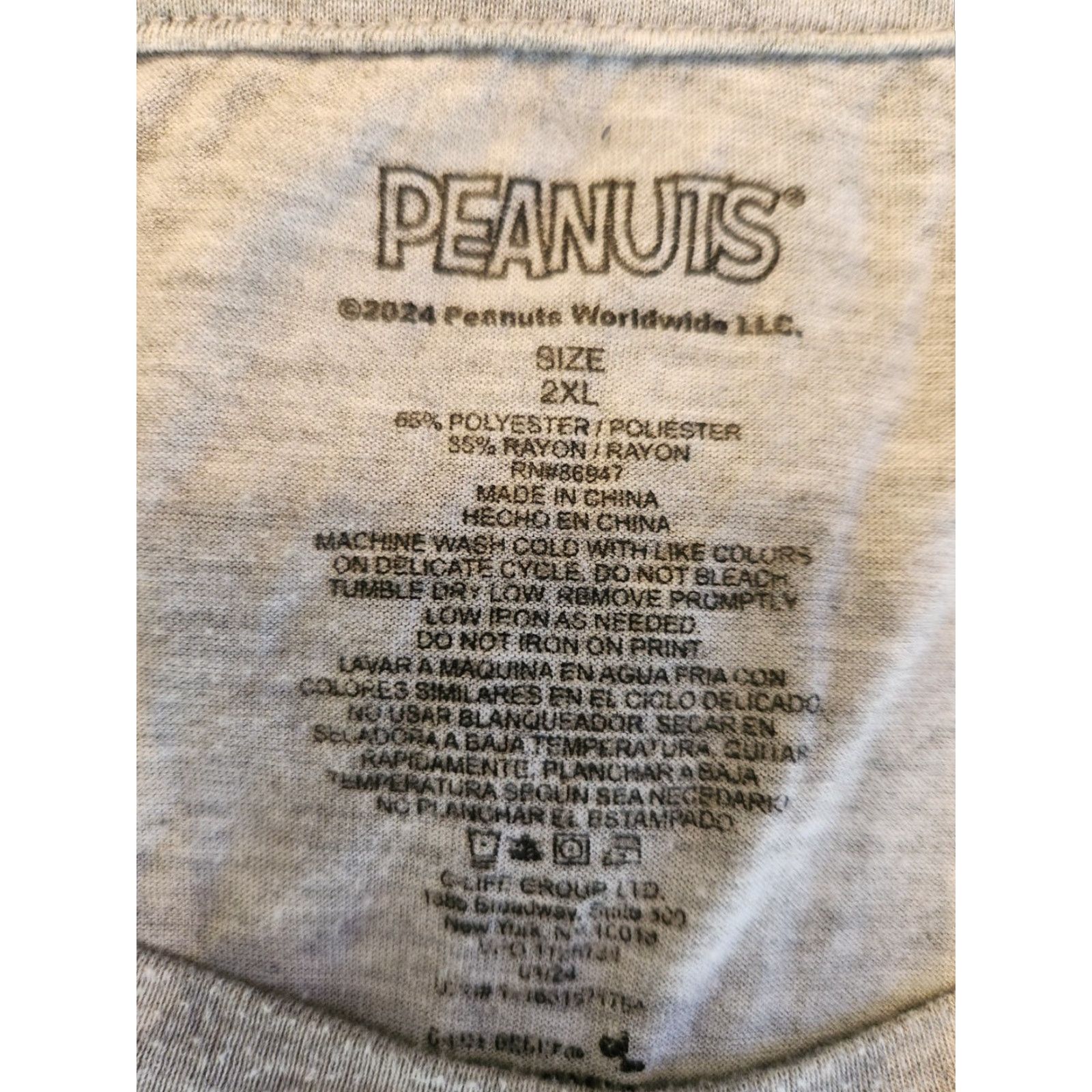 Peanuts Womens Peanuts Snoopy Charlie Brown Gray Short Sleeve T-Shirt 2XL Size XXL / US 16-18 / IT 52-54 - 2 Thumbnail