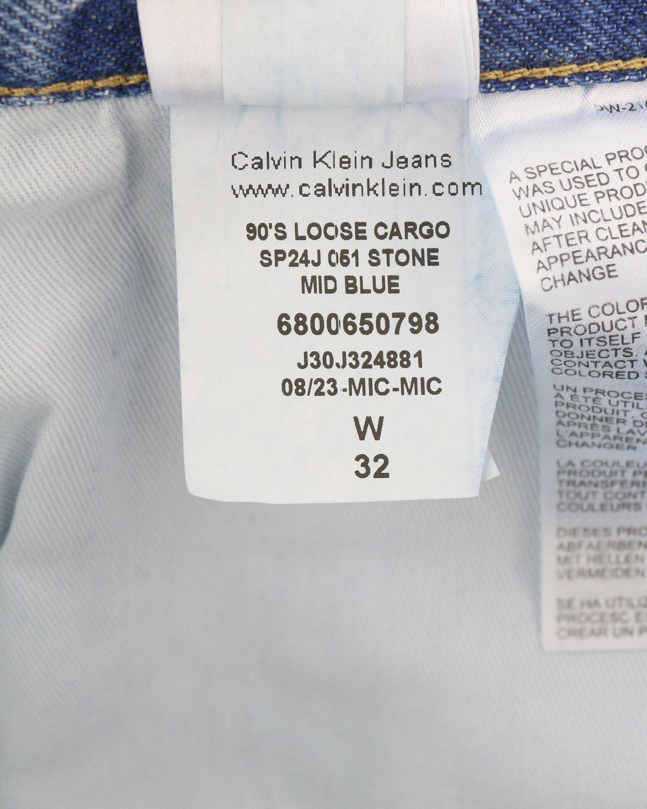 Calvin Klein 90'S LOOSE CARGO W32 Blue Regular Fit Logo Jeans 84964 Size US 32 / EU 48 - 10 Thumbnail
