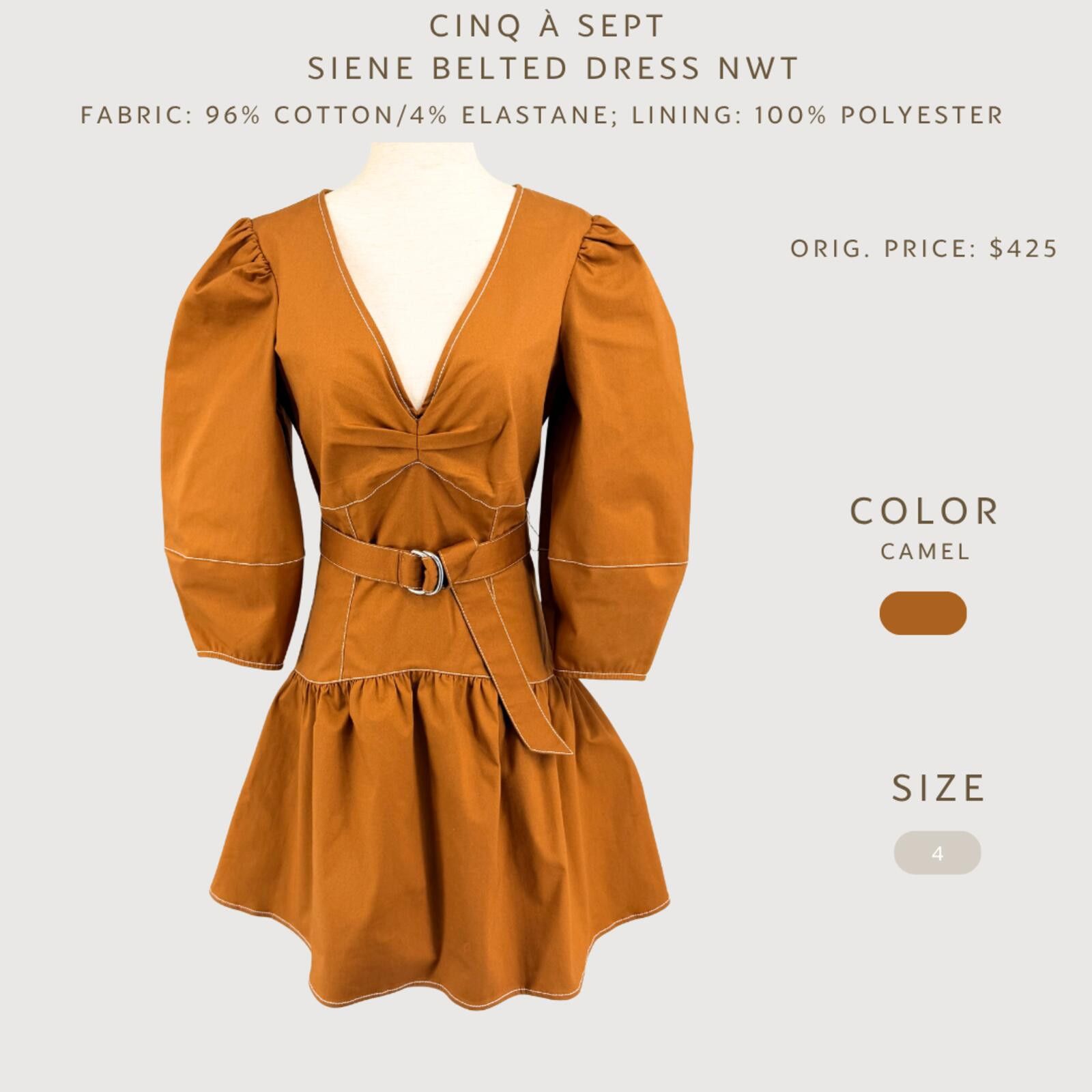 Other Cinq à Sept Siene Belted Mini Dress Camel 4 NWT Size S / US 4 / IT 40 - 2 Thumbnail