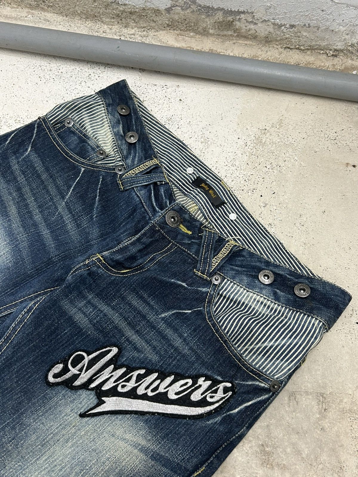 Hysteric Glamour Vintage Flared Jeans Patches Whiskering Mud Washed Size US 31 - 8 Thumbnail
