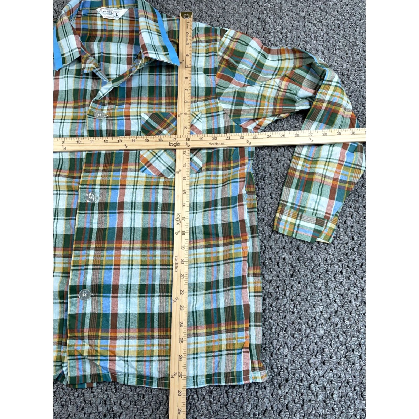 Vintage VINTAGE J. C. Penney Plaid Pajama Shirt Camp Collar Long Sleeve Button Front Lightweight 50/50 Blue Brown Check Adult Large Mens Pajama Top Size US L / EU 52-54 / 3 - 5 Thumbnail
