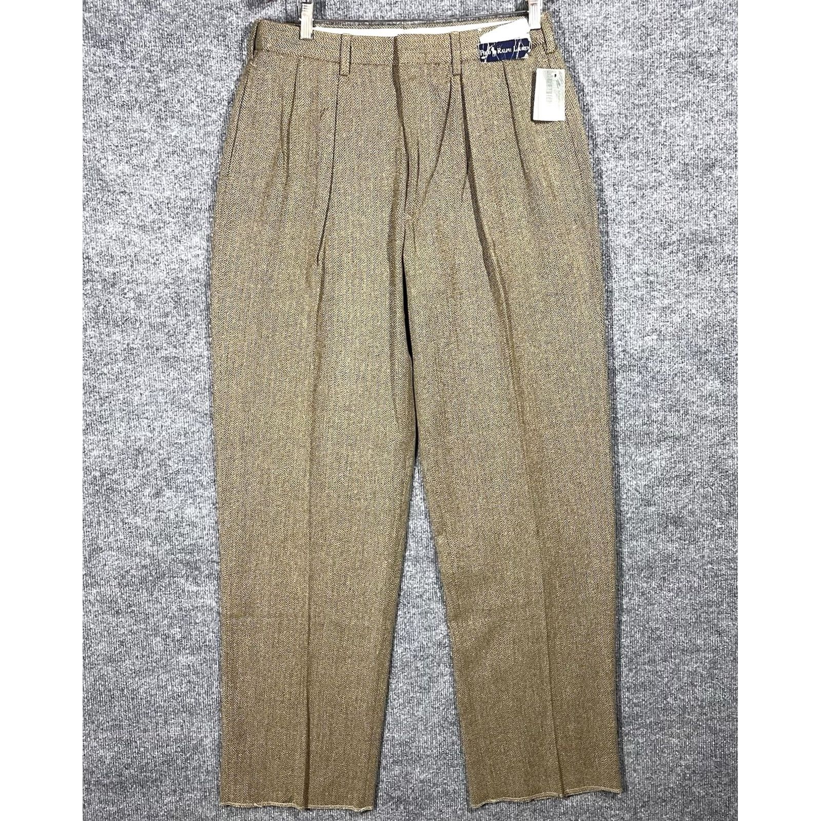 Polo Ralph Lauren VINTAGE Polo Ralph Lauren Pants Dress Pants 33x35 Herringbone Wool Cotton Brown 90s 80s Mens Size US XS / EU 42 / 0 - 2 Thumbnail