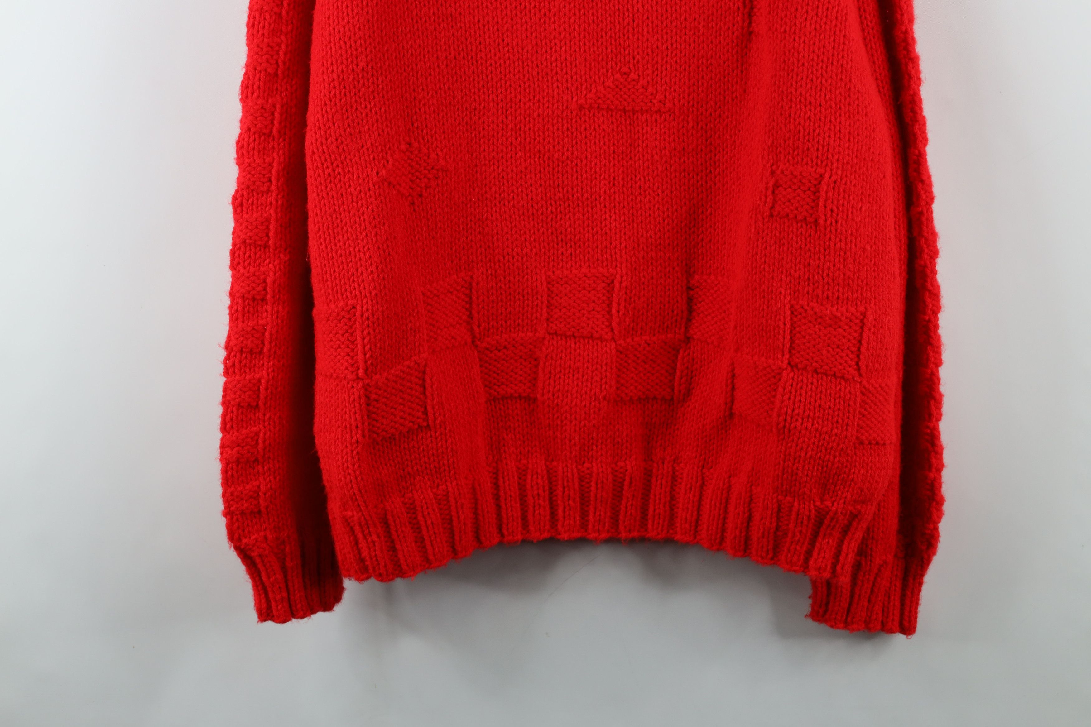 Vintage Vintage 70s Streetwear Chunky Knit Geometric Sweater Red Size XXL / US 16-18 / IT 52-54 - 3 Thumbnail