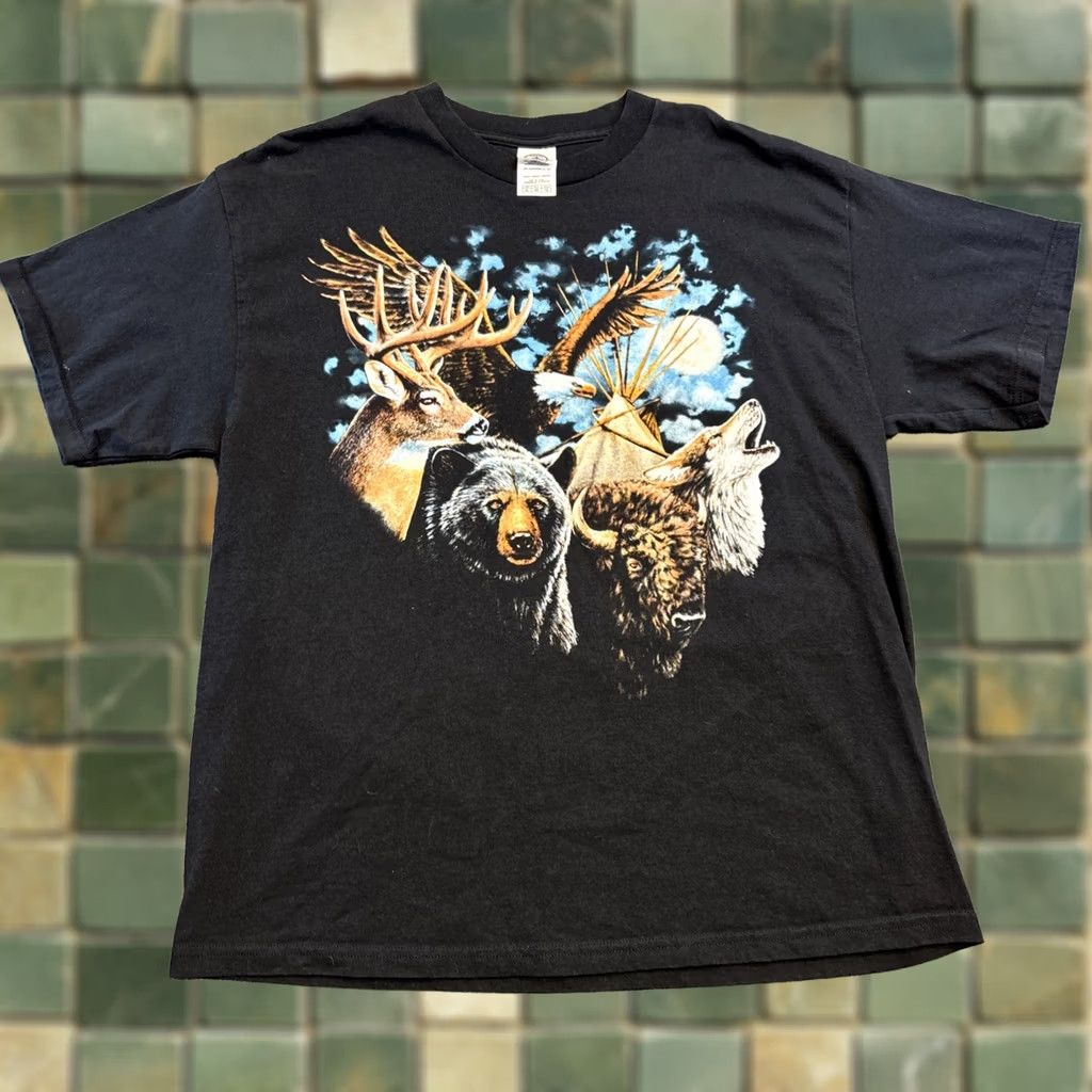 Delta VINTAGE Delta Pro Weight T Shirt Men’s XL Bear Wolf Bison Eagle Nature Graphic Black Mens XL Size US XL / EU 56 / 4 - 1 Thumbnail