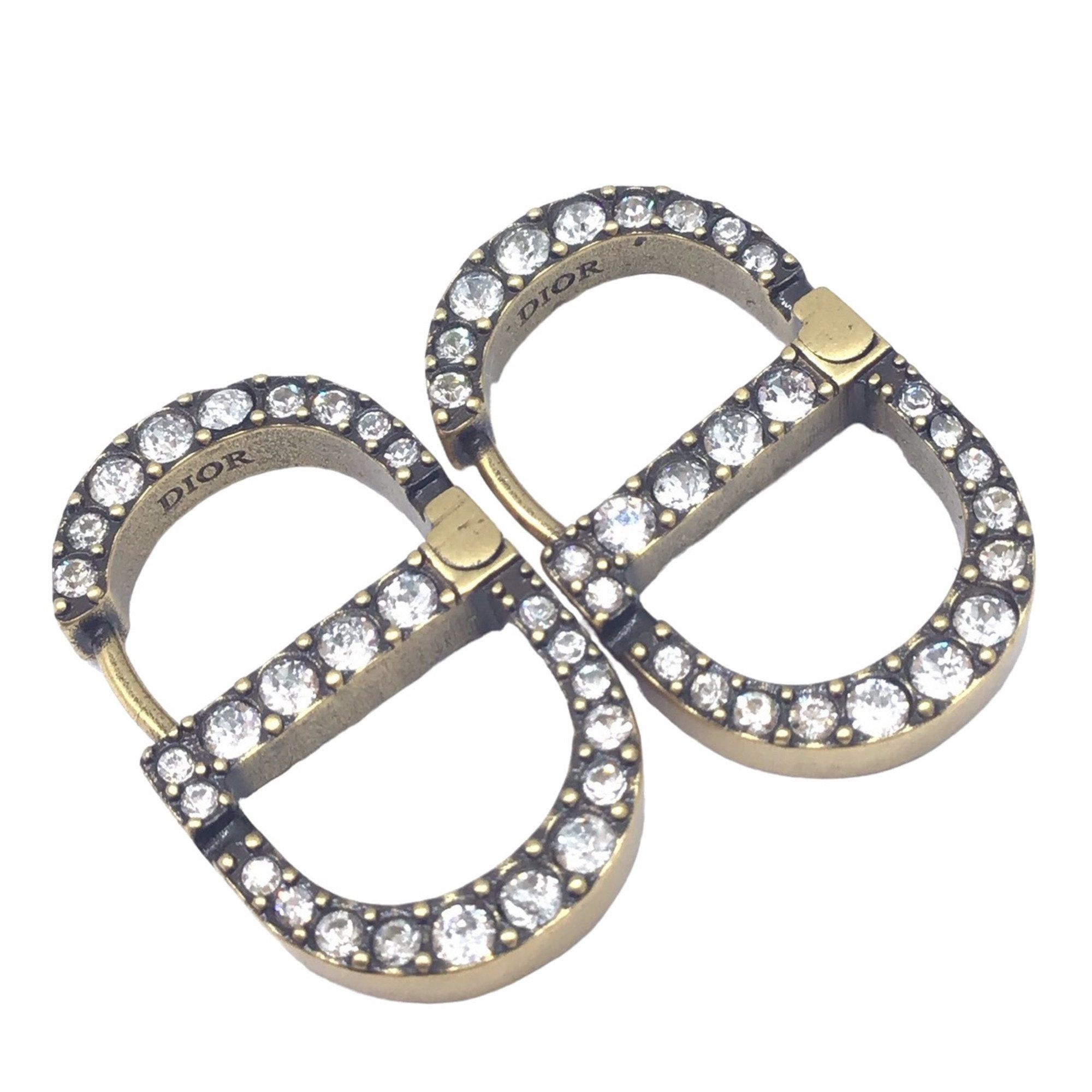 image of Christian Dior Dior Cd Stud Earrings Rhinestone Plated Gp Ear Accessories Costume Women Men Unisex 
