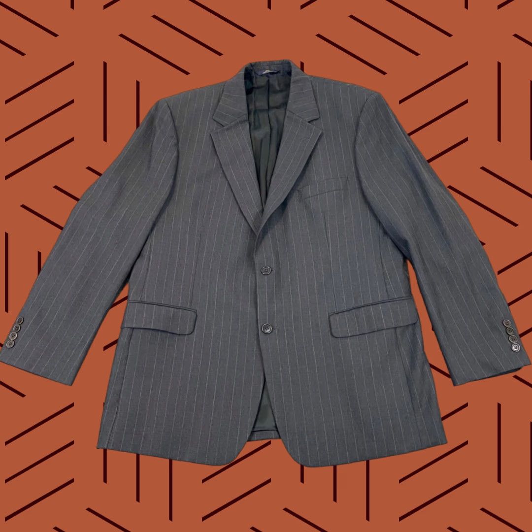 Brooks Brothers VINTAGE Brooks Brothers 346 Wool Blazer Men 44R Business Casual Formal Gray Striped 2-Button Size 44R - 1 Thumbnail