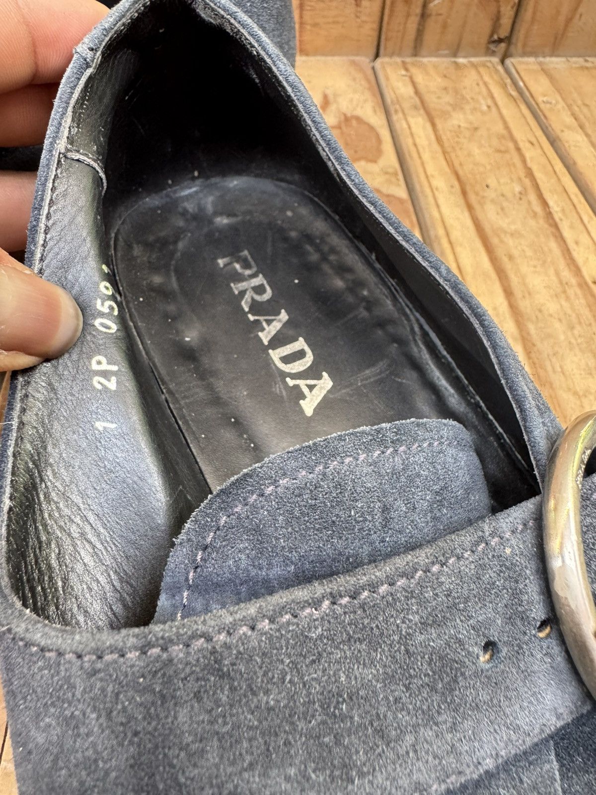 Prada Prada buckled blue suede Leather Men's Dress Shoes UK 9 Size US 10 / EU 43 - 13 Thumbnail