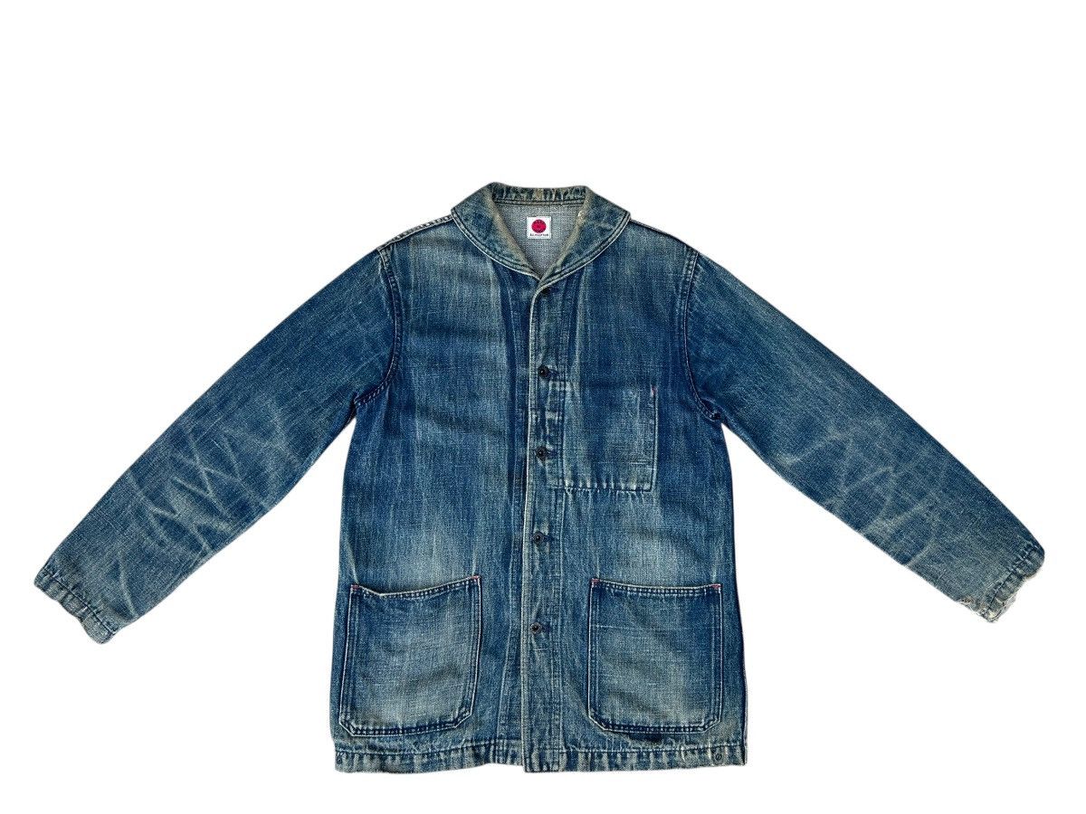 45rpm Trashed Indigo Japan Military Denim Shawl Collar Jacket Size US M / EU 48-50 / 2 - 3 Thumbnail