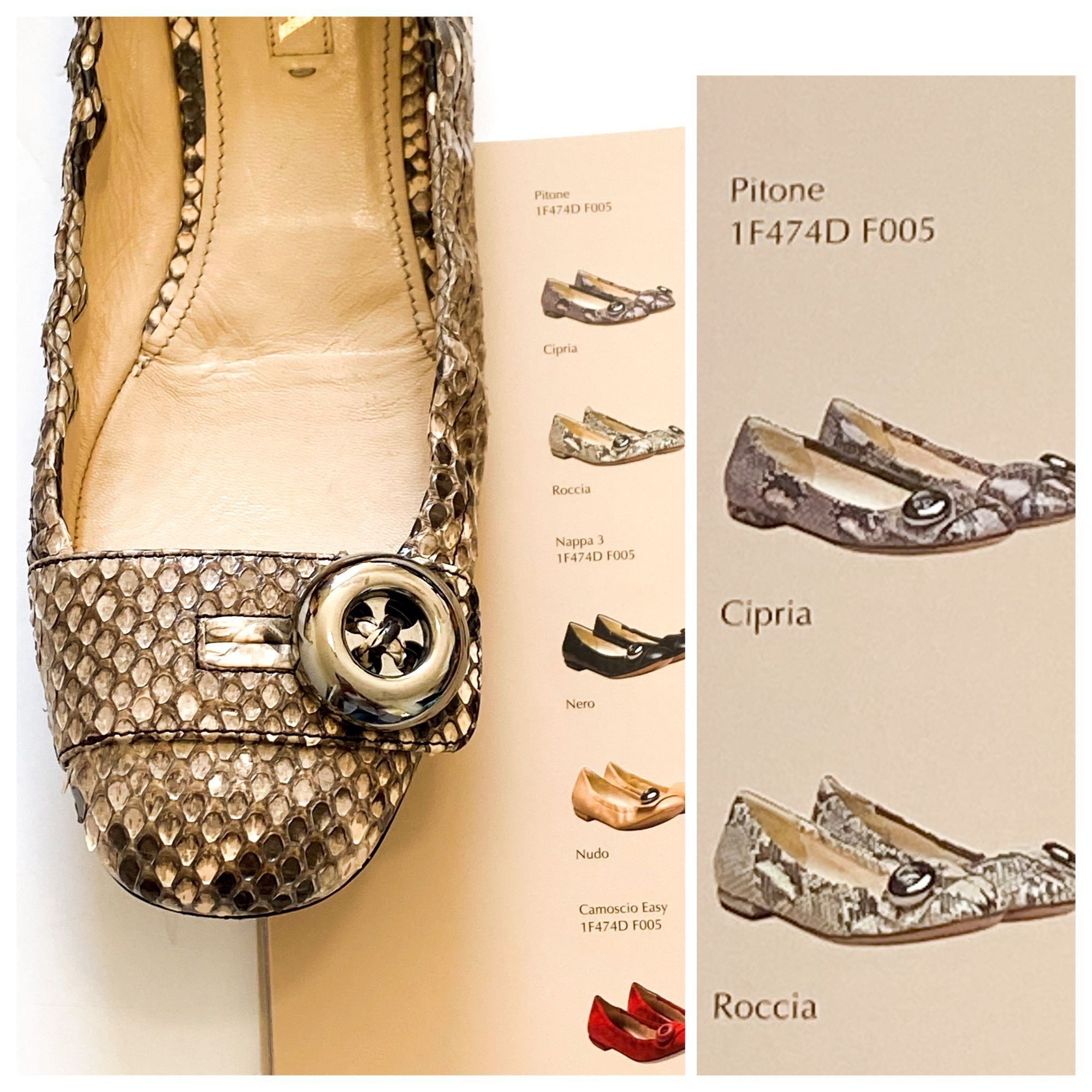 Prada Prada Beige Snake Ballet Flats with Metal Buttons 39 EU Size US 9 / IT 39 - 11 Thumbnail