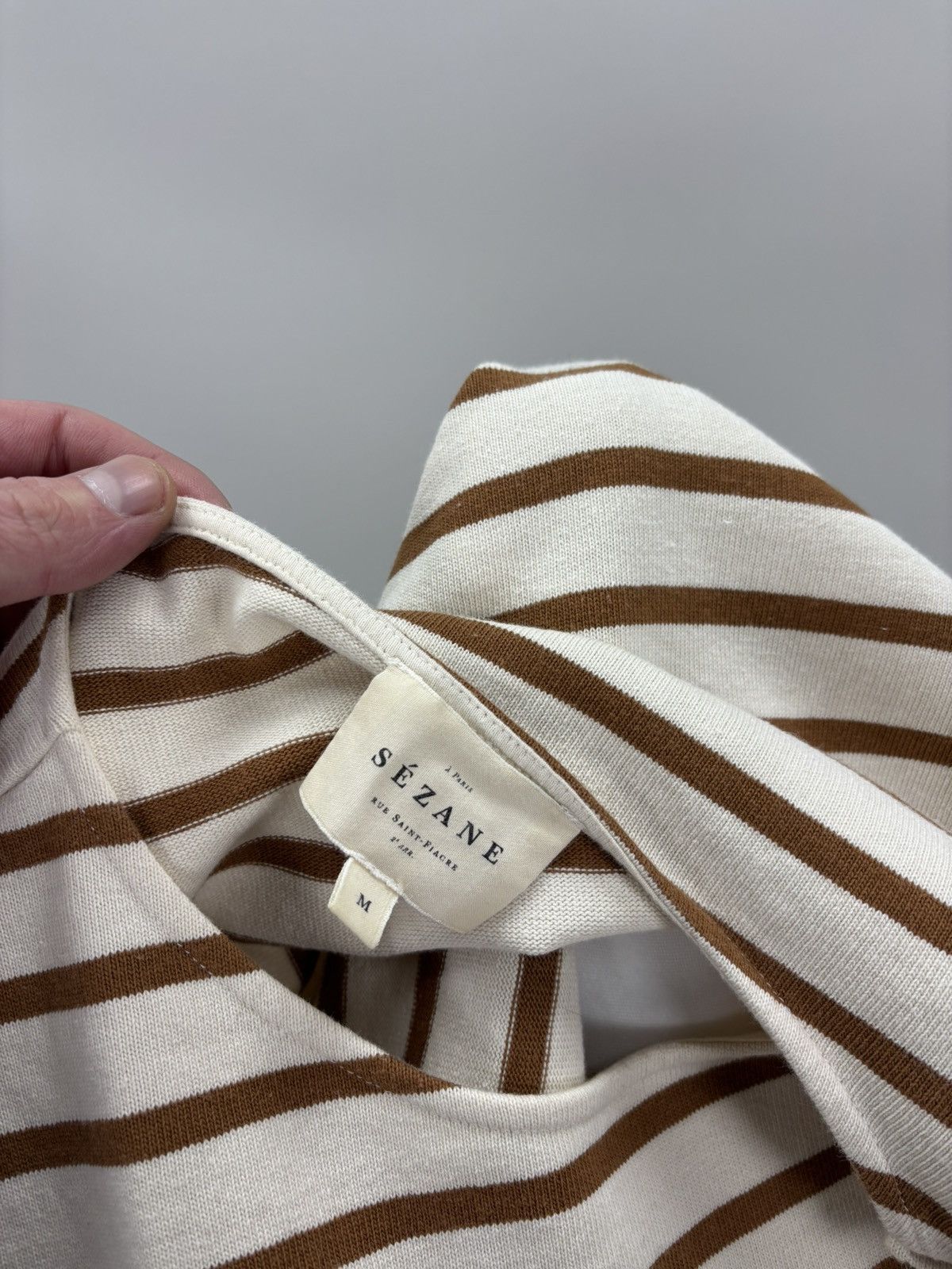 Sezane Womens sweater Sezane Size M Color White/Brown Size M / US 6-8 / IT 42-44 - 11 Thumbnail