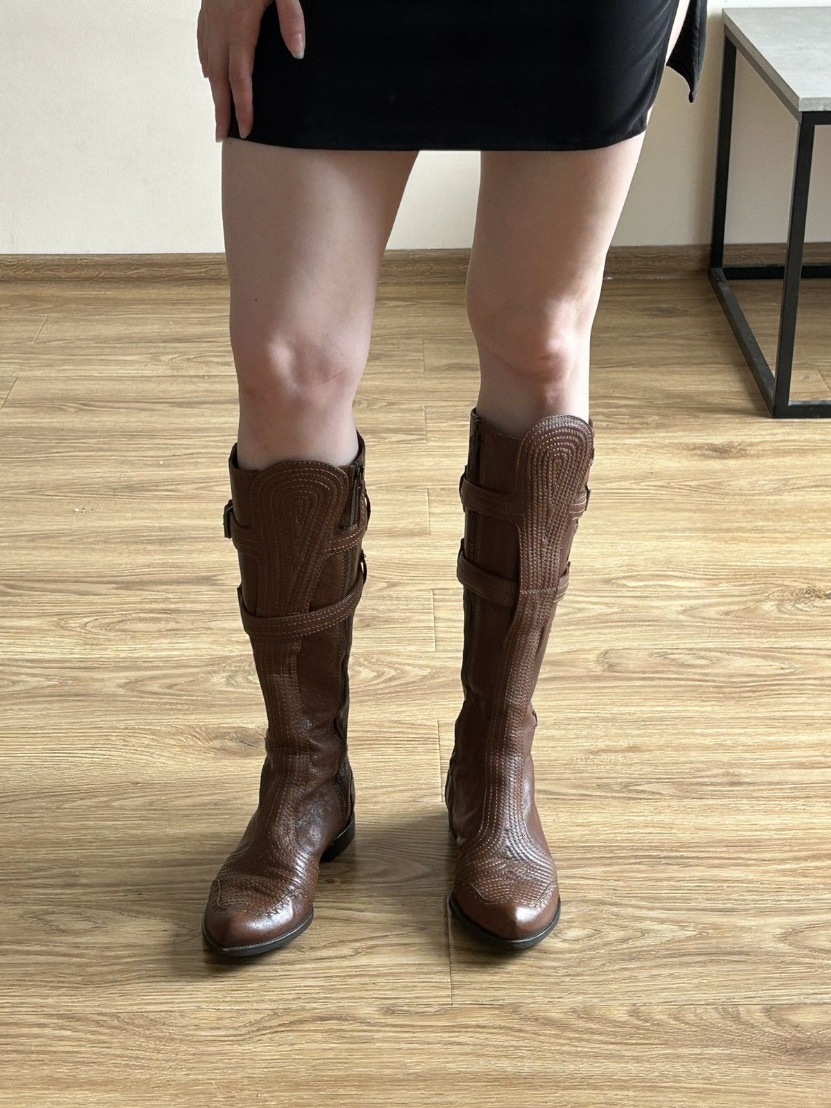 McQ Alexander McQueen Alexander Mcqueen Leather High Browm Boots Old money Size US 7.5 / IT 37.5 - 17 Thumbnail