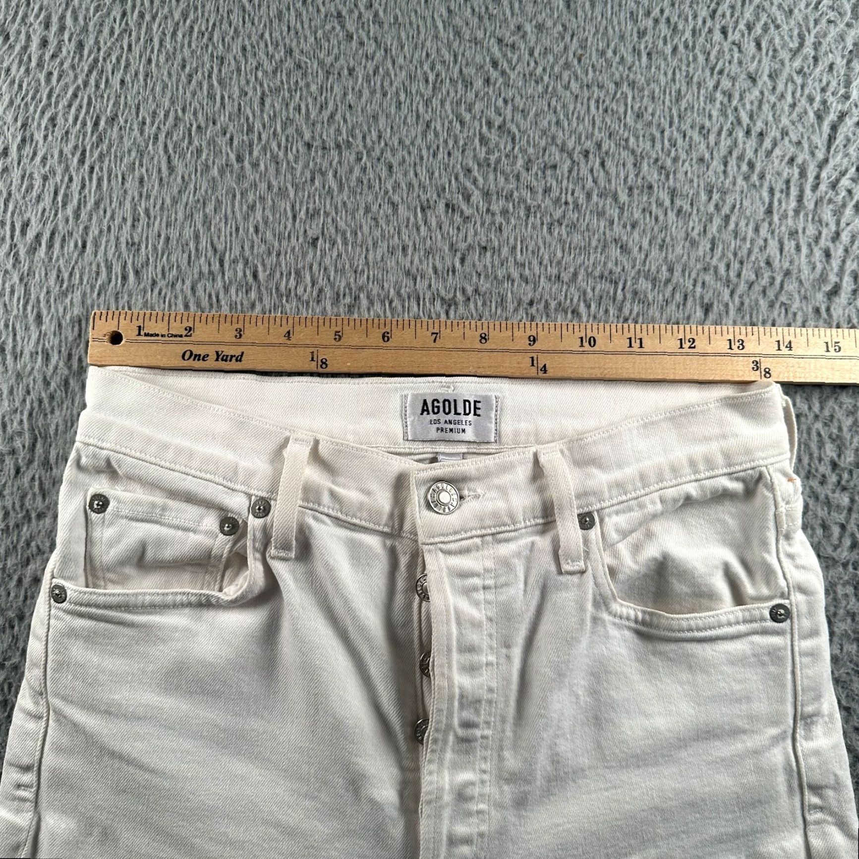Agolde AGOLDE Jeans Womens 27 Nico High Rise Ankle Button Fly Raw Hem Slim White Size 27" / US 4 / IT 40 - 6 Thumbnail