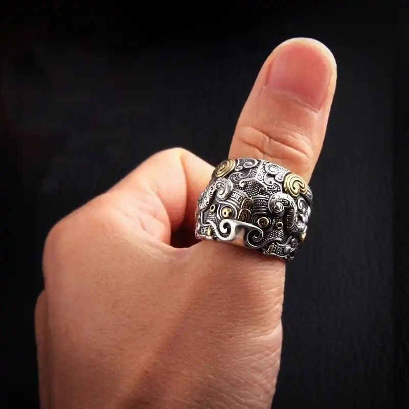 Designer × Jewelry Domineering Divine Beast Pattern Ring Size ONE SIZE - 2 Thumbnail