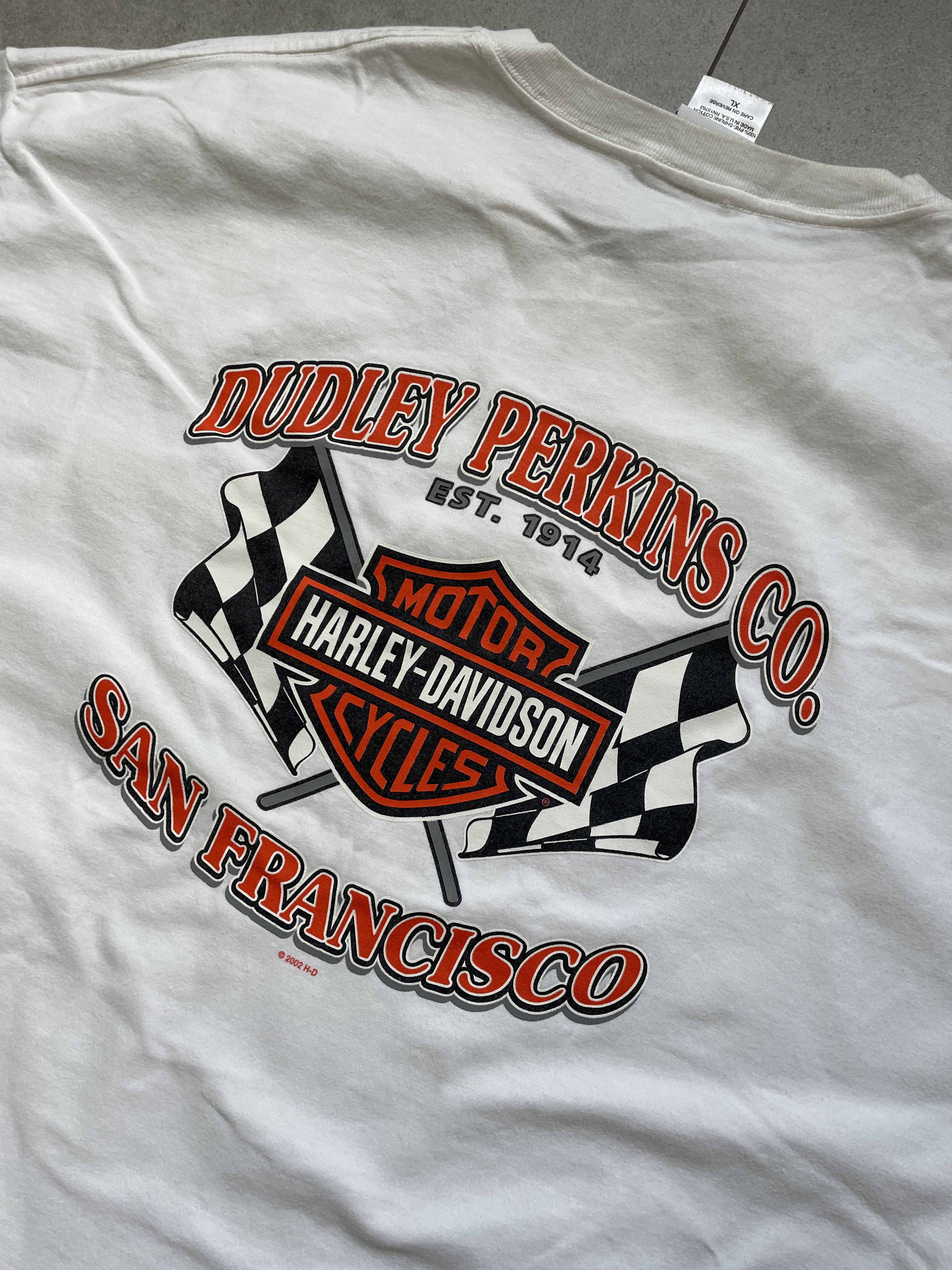 Harley Davidson VINTAGE HARLEY DAVIDSON 2002 DUDLEY PERKINS WHITE POCKET TEE Size US XL / EU 56 / 4 - 2 Thumbnail