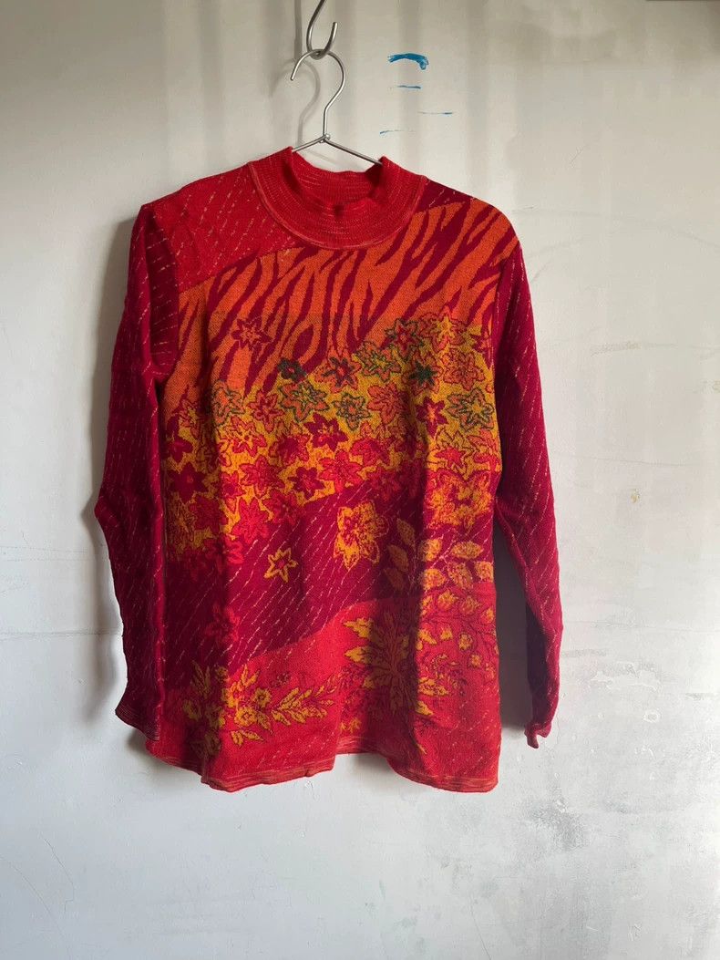 Kenzo KENZO Wool and maple leaf plant print long sleeve sweater Size M / US 6-8 / IT 42-44 - 1 Thumbnail