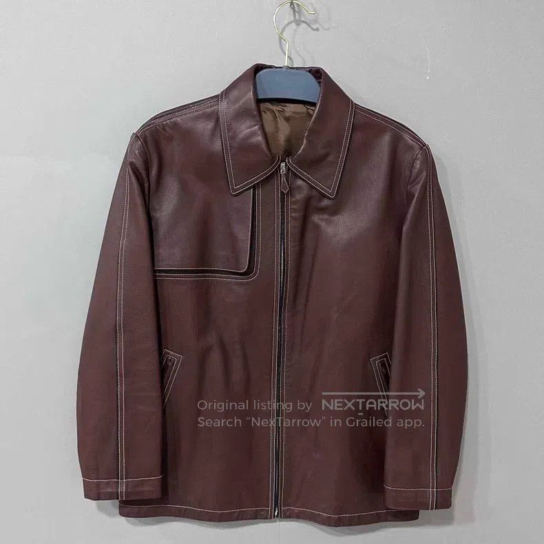 Hermes Hermes Burgundy Calfskin Jacket Size US L / EU 52-54 / 3 - 1 Thumbnail