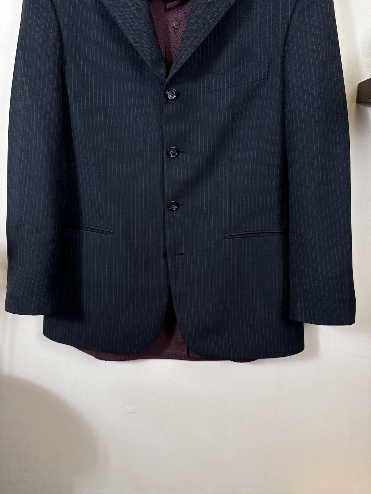 Yves Saint Laurent Vintage Yves Saint Laurent Blazer YSL Black Striped L Jacket Size 50R - 22 Thumbnail