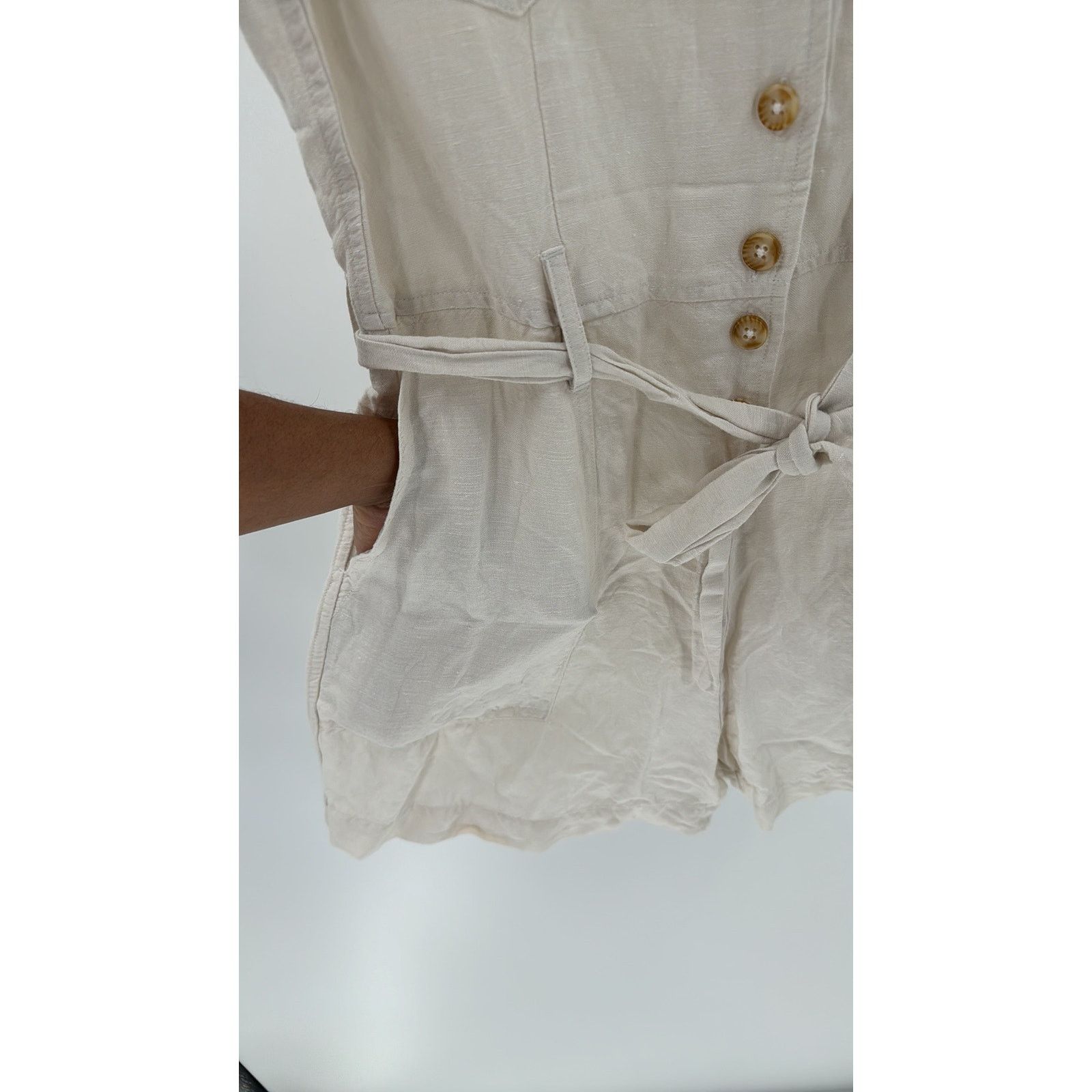 Rails Rails Women's Georgie Stone Short Romper linen blend sz S Size 26" / US 2 / IT 38 - 7 Thumbnail
