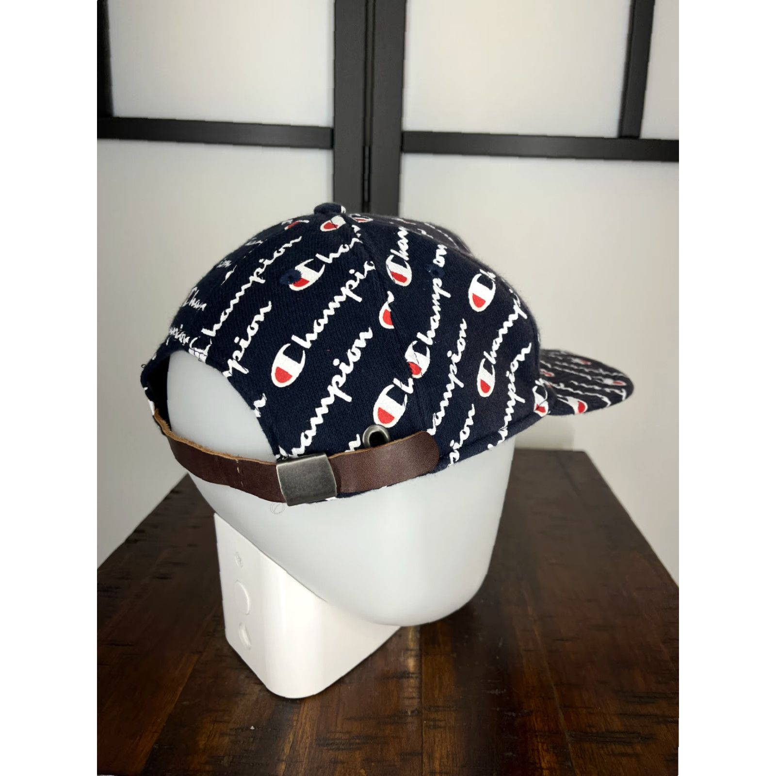 Champion CHAMPION Hat Cap One Size Blue All Over Print Logo Cotton Blend Adjustable Strapback Men Adult Golf Hat Size ONE SIZE - 6 Thumbnail
