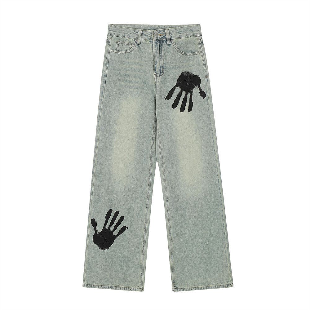 Japanese Brand × Jean Trendy Palm Printed Men's Loose Distressed Jeans Size US 32 / EU 48 - 1 Thumbnail