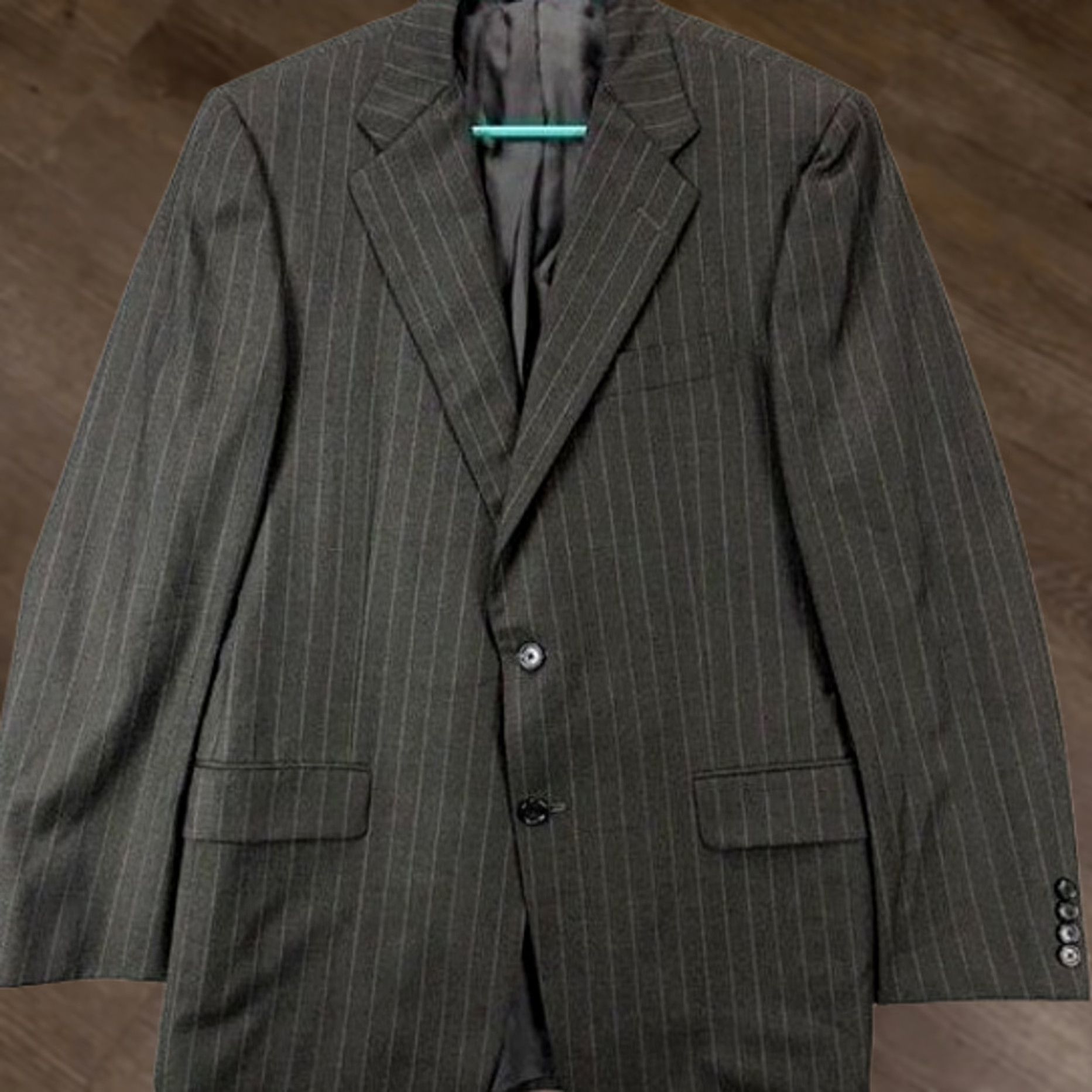 Vintage Hickey Freeman Wool Cashmere Blazer Men 40 REG Charcoal Pinstripe Suit Jacket Size 40R - 1 Thumbnail