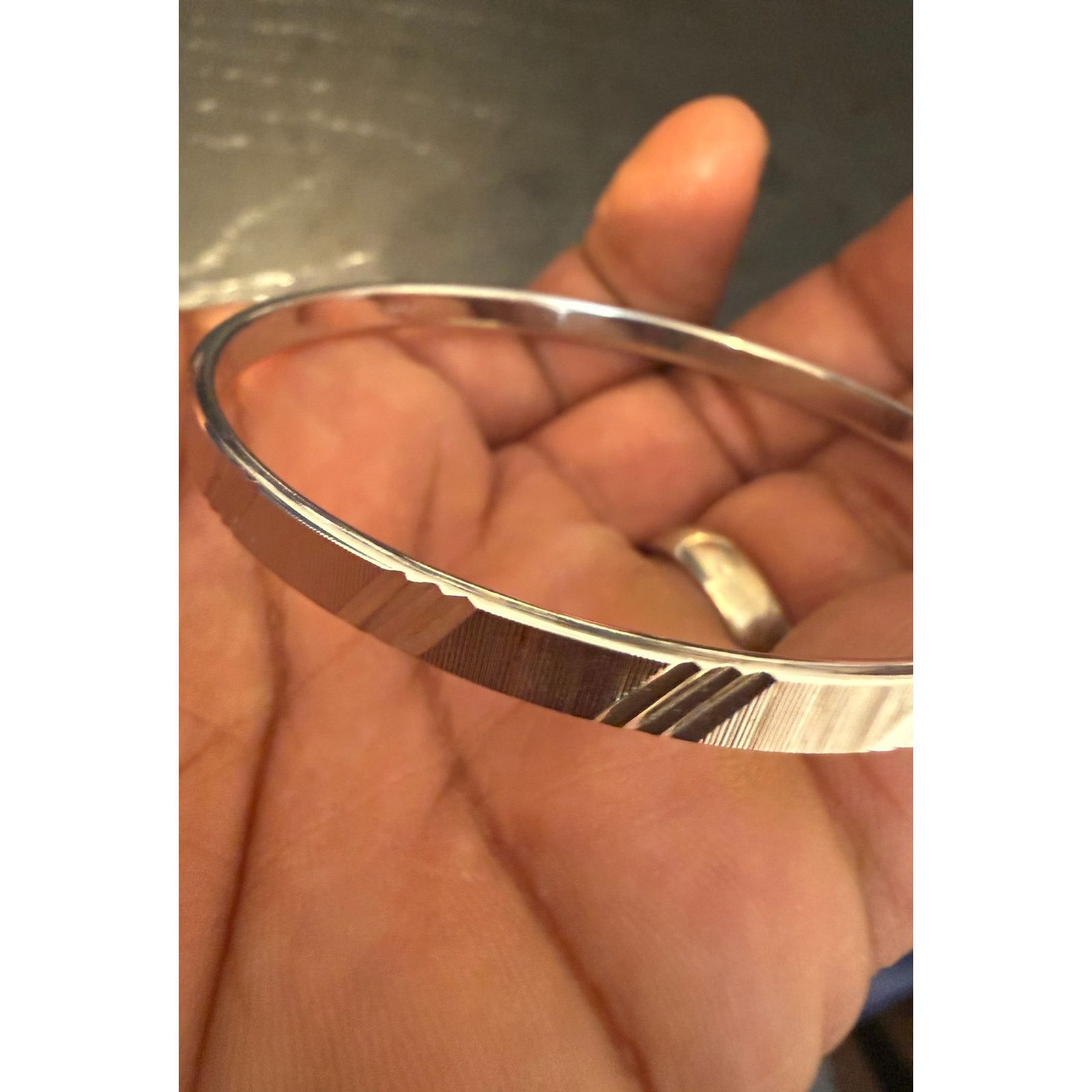 Other Vintage Signed Monet Silver Tone Etched Bangle Bracelet Size ONE SIZE - 1 Thumbnail