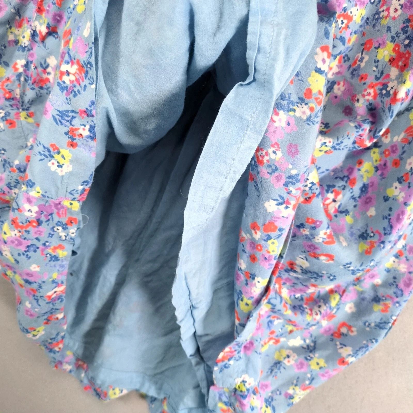 Other Aerie Blue Floral Babydoll Mini Dress L Pockets Drawstring Size L / US 10 / IT 46 - 9 Thumbnail
