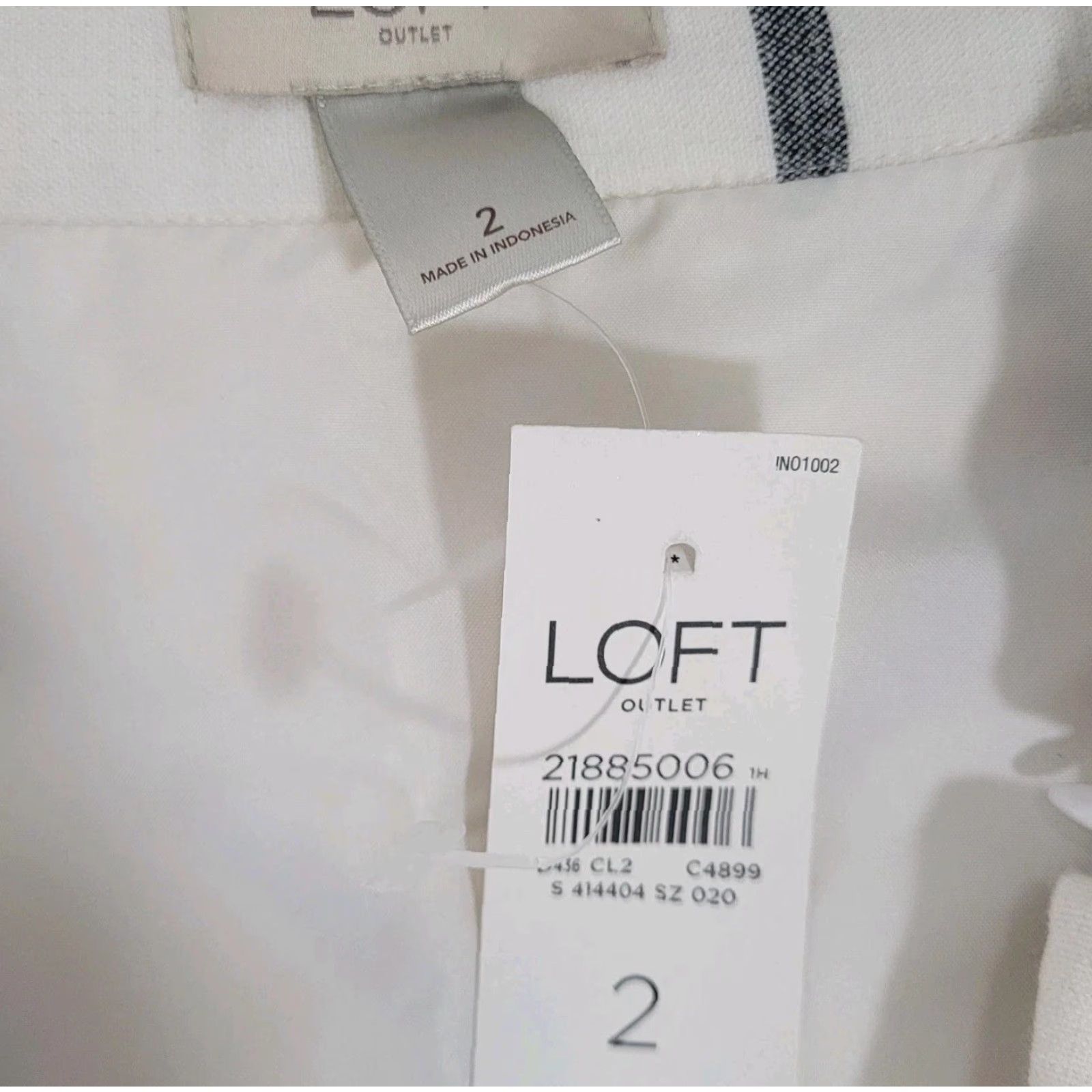 Loft NWT Loft Outlet Skirt A-Line Short Side Zip Ivory Grey Check Lined Women 2 Size 26" / US 2 / IT 38 - 3 Thumbnail