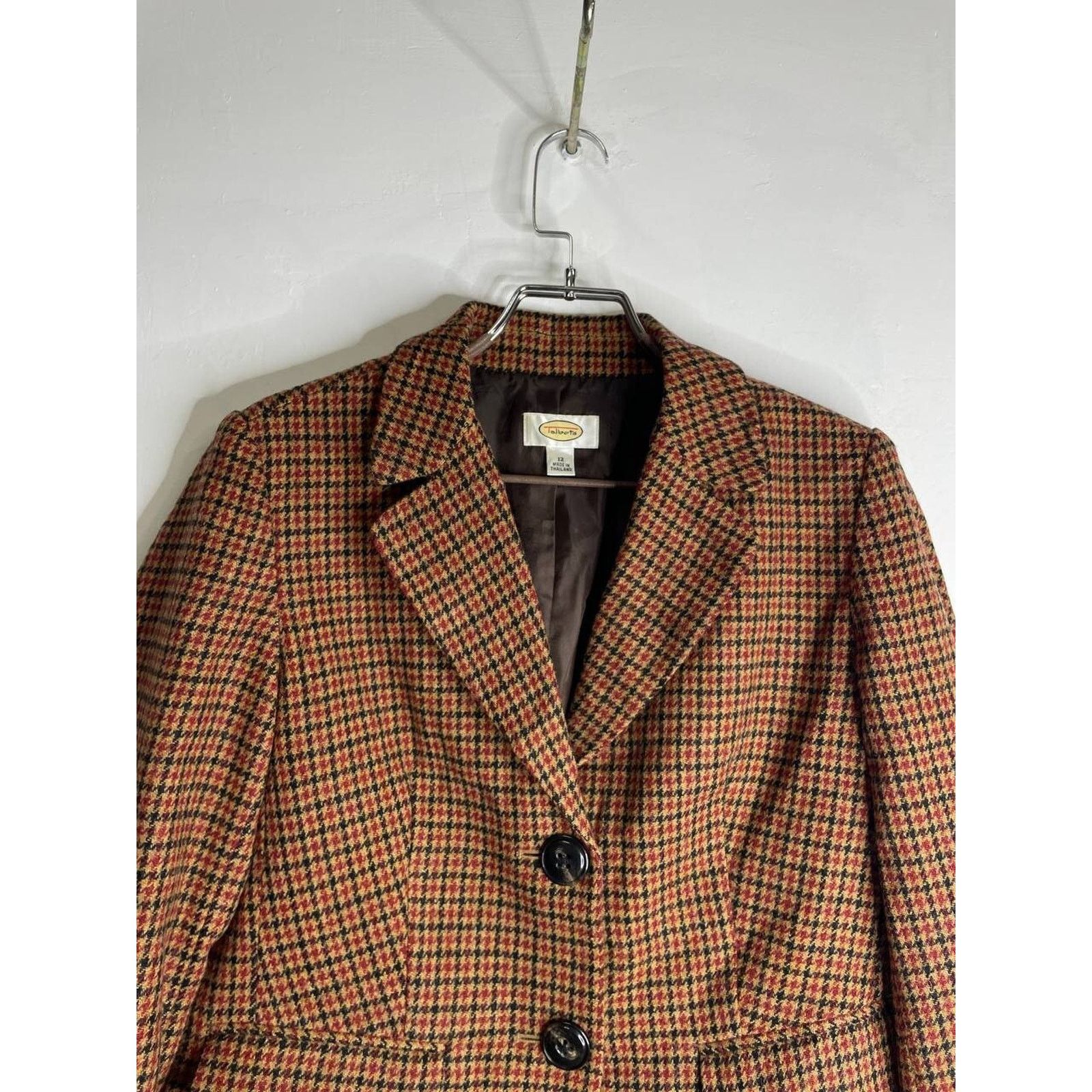 Vintage Vintage Talbots Women’s Blazer Jacket Brown Houndstooth Size M / US 6-8 / IT 42-44 - 2 Thumbnail