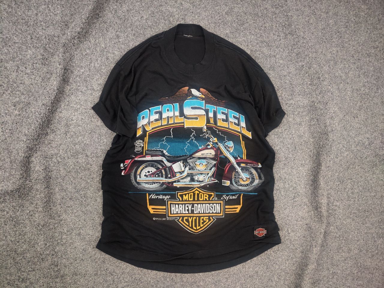 Harley Davidson 80's Harley-Davidson Real Steel Heritage Softail T-shirt Tee Size US M / EU 48-50 / 2 - 1 Thumbnail