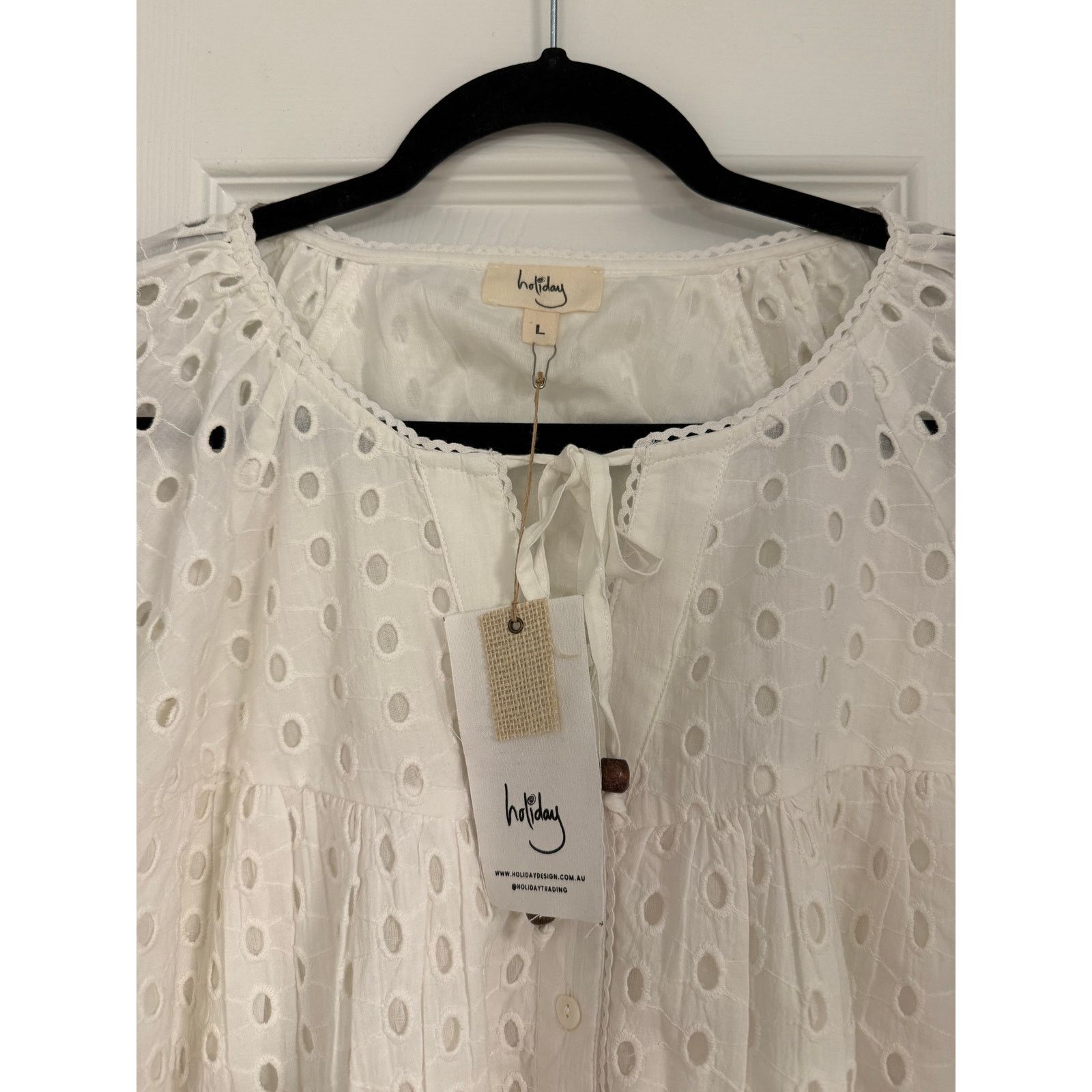 Other Holiday Celine Eyelet Peasant Top Size L / US 10 / IT 46 - 5 Thumbnail