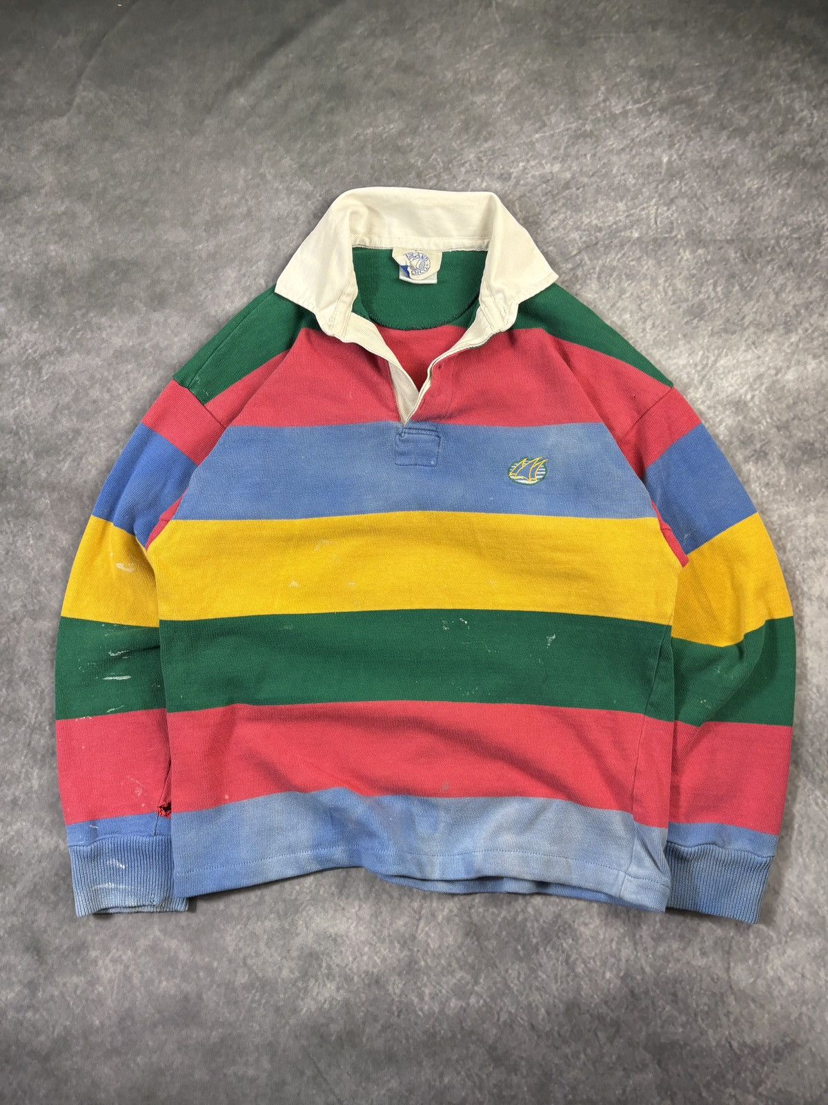 Vintage Vintage Rugby Polo Longsleeve Faded Cropped Striped 80s 90s Size US M / EU 48-50 / 2 - 3 Thumbnail