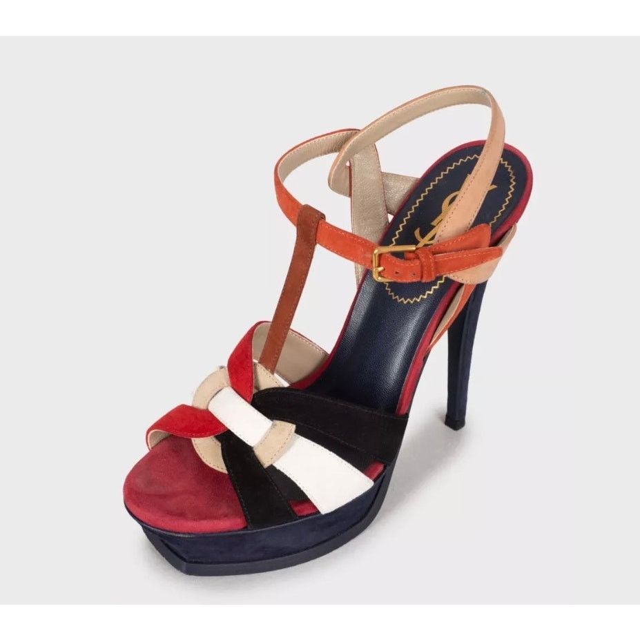 Saint Laurent Paris Saint Laurent Two-Tone Suede Sandals - Size 38 Size US 7 / IT 37 - 3 Thumbnail