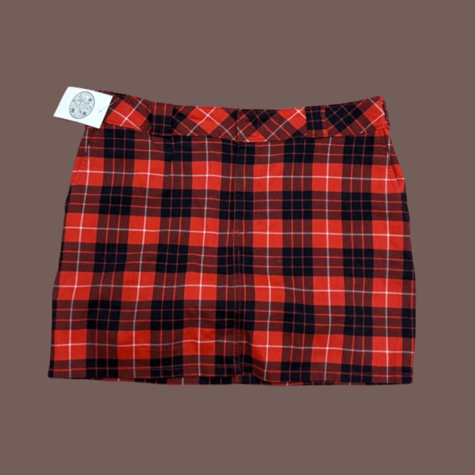 Dickies VTG Plaid Mini Skirt | Dickies Y2K Red Grunge | School Fit Size 36" / US 14 / IT 50 - 1 Thumbnail