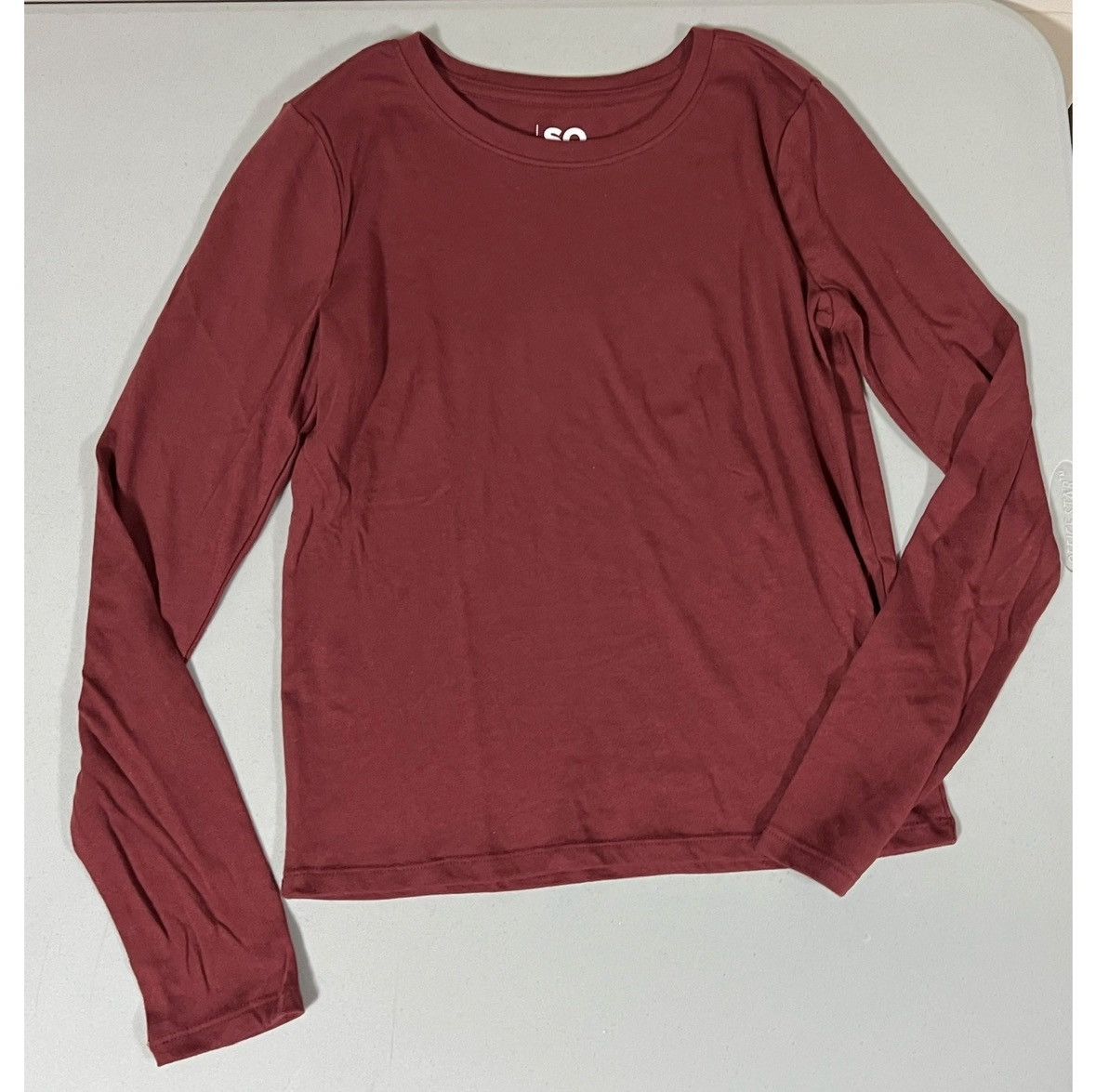 Sonoma Red Solid Long Sleeve Crewneck T-Shirt Top Blouse Tee XS ♥️✨ Size XS / US 0-2 / IT 36-38 - 2 Thumbnail