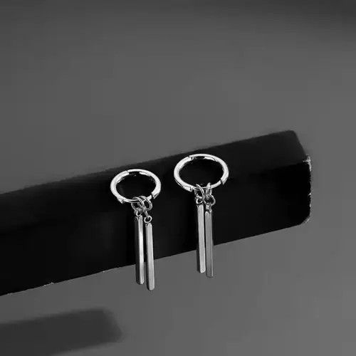 Other × Sterling Silver 925 Silver Plated Dangle Drop Hoop Earrings for Men Women Size ONE SIZE - 2 Thumbnail