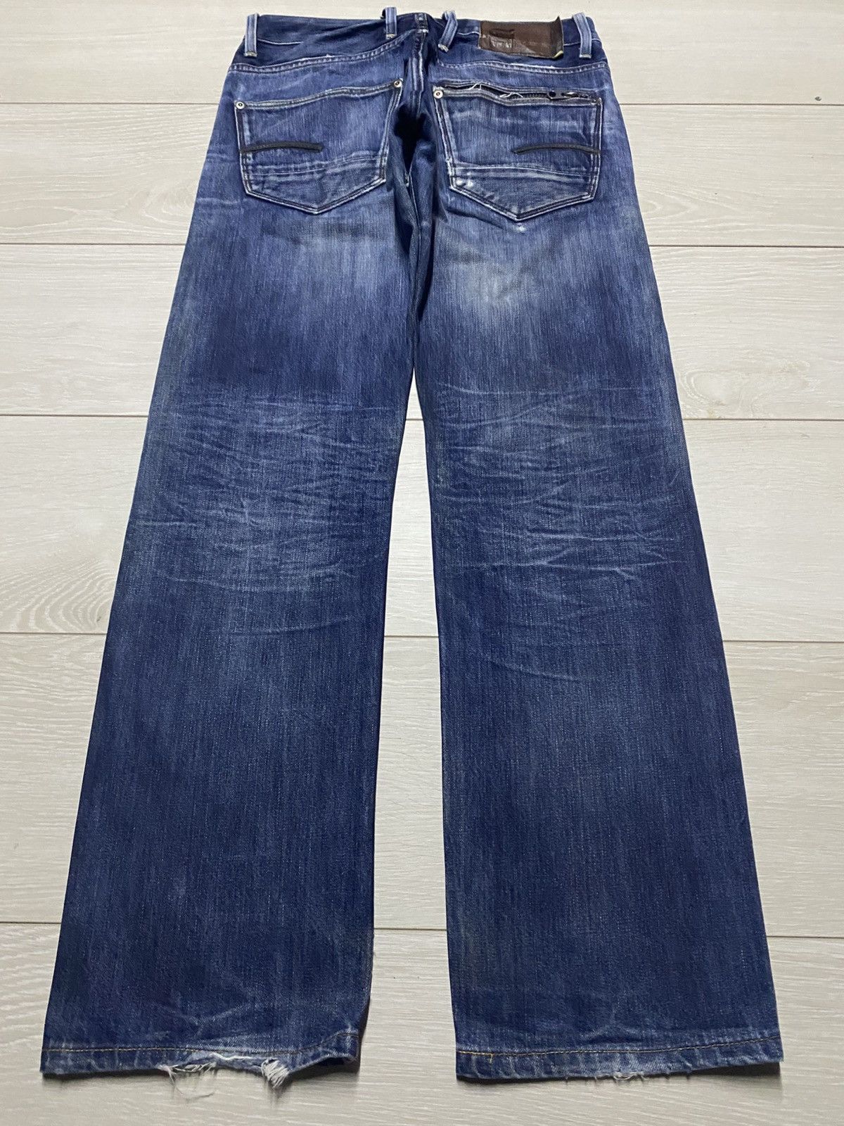 G-Star Vintage G Star Raw Denim Blue Wash Distressed Straight Jeans Size US 29 - 2 Thumbnail