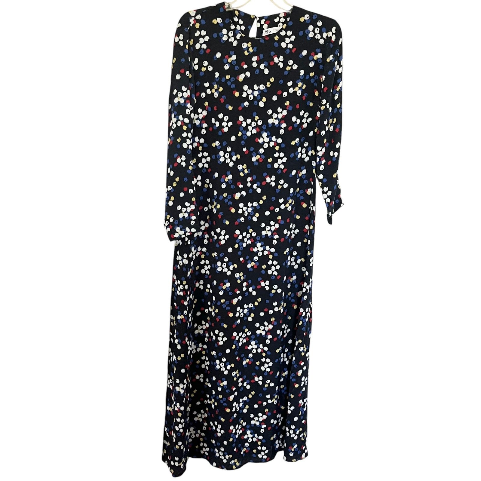 Zara Zara Black Multicolor Confetti Dot Print Maxi Dress Size M / US 6-8 / IT 42-44 - 6 Thumbnail