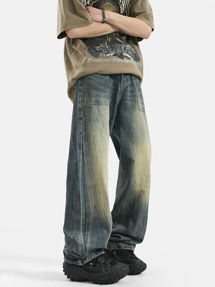 Vintage American washed distressed cleanfit straight flared jeans Size US 32 / EU 48 - 1 Thumbnail