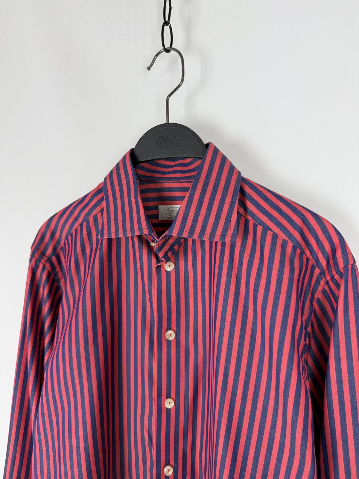 Eton Eton Contemporary Navy Red Stripe Formal Button Down Shirt M Size US M / EU 48-50 / 2 - 2 Thumbnail