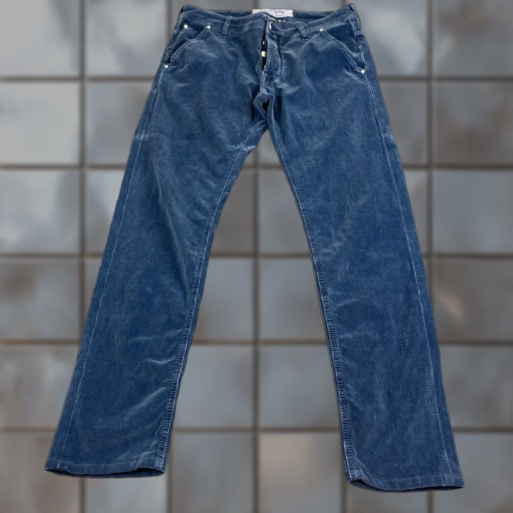 Jacob Cohen Jacob Cohen Mens Jeans Regular Tapered 34 32 Blue Corduroy Cotton Elastan 5-Pocket Denim Italy Size US 34 / EU 50 - 1 Thumbnail