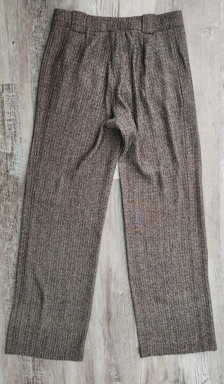 Designer Soft Surroundings Tweed Pants Size 6 Tall Brown Wide Size 28" / US 6 / IT 42 - 2 Thumbnail