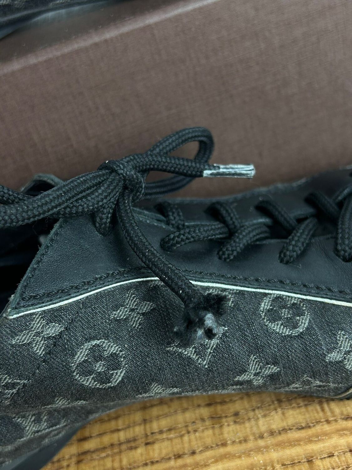 Louis Vuitton Louis Vuitton Denim And Leather Monogram Low Top Sneakers Size US 7.5 / IT 37.5 - 8 Thumbnail