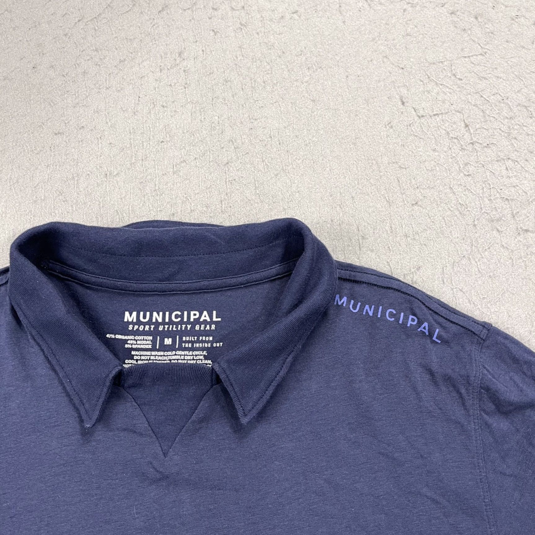 Vintage Municipal Shirt Mens Medium Navy Blue Organic Cotton Collared Sports Logo Easy Care Regular Fit Size US M / EU 48-50 / 2 - 3 Thumbnail