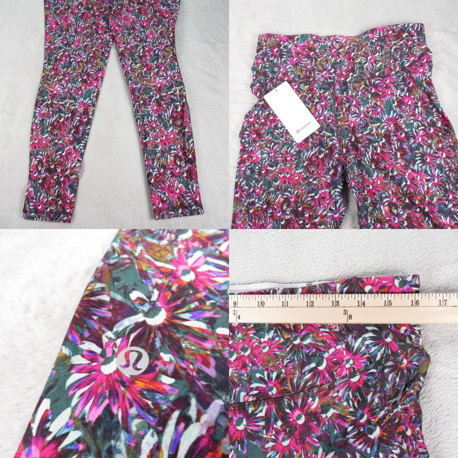 Lululemon Lululemon Base Pace HR Tight Leggings Women 14W Ankle Floral Fleece 28in Inseam Multicolor Running Gym Training Activewear Womens Size 36" / US 14 / IT 50 - 8 Thumbnail