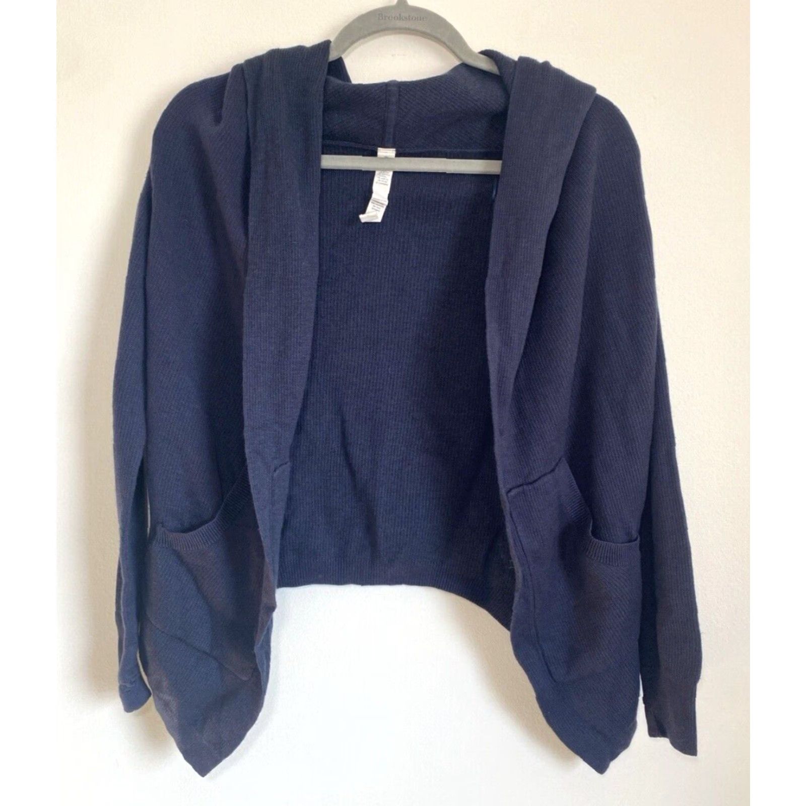 Lululemon VINTAGE Women's Lululemon Knit Wrap Open Front Cardigan Hooded Sweater Navy Sz 2 Size XS / US 0-2 / IT 36-38 - 2 Thumbnail